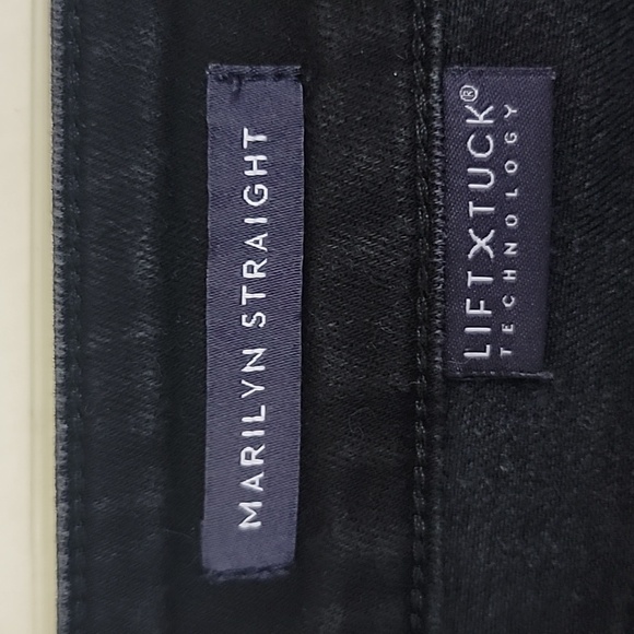 NYDJ Black Marilyn Straight Lift Tuck Black Jeans 32 X 28.5 Womens 10 - Picture 11 of 16